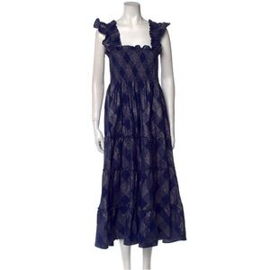 Hill House Ellie Nap Dress Navy Metallic Print Size XS Like New